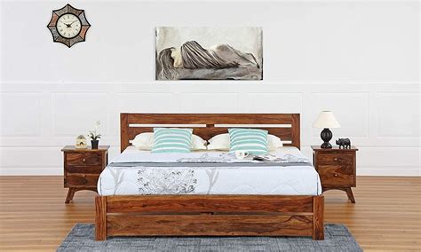 SHREE NATURAL Solid Sheesham Wood King Size Bed Without Storage Solid ...