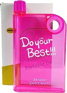 BMM Plastic Notebook Style Flat Ultra Slim Portable Water Bottle ...