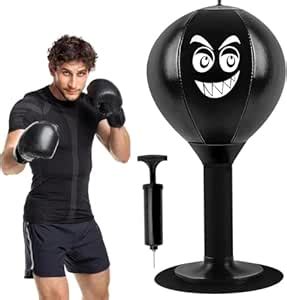 Punching Ball with Cartoon Face, Black Spring-Loaded Boxing Training ...