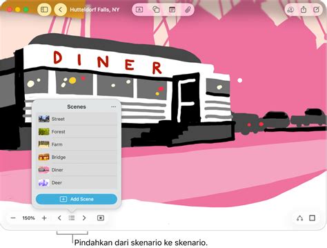 Menavigasi dan mempresentasikan skenario di bidang Freeform Anda di Mac ...
