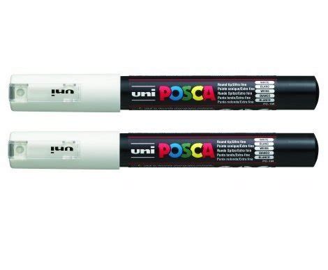 2 X Uni Posca Extra Fine Marker, White (PC1M.1) : Amazon.in: Office ...