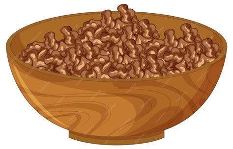 Wooden bowl filled with shelled walnuts | Free Vector