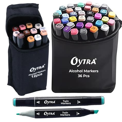 Oytra Dual Tip Alcohol Markers 48 Colors & Skin Tone Twin Marker Pens ...