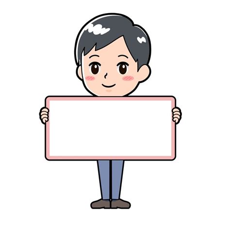 Businessman holding a blank board | Premium Vector