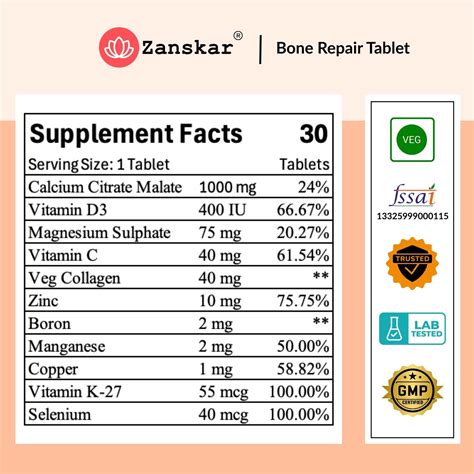 Zanskar Bone Repair Tablet | Daily Use Supplement