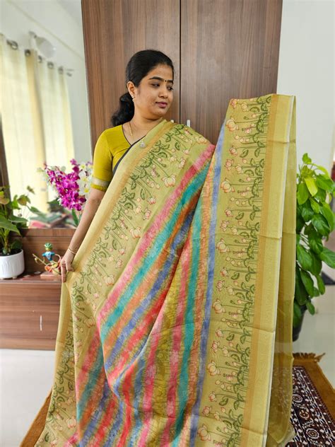 Semi Chanderi Saree - Light Mehndi Green – Looms Legacy