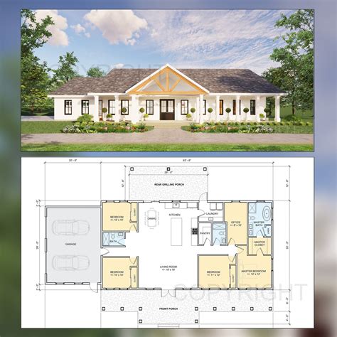 Cedar Springs Barndominium House Plan Design 4 Bed 3 Bath - Etsy | Barn ...
