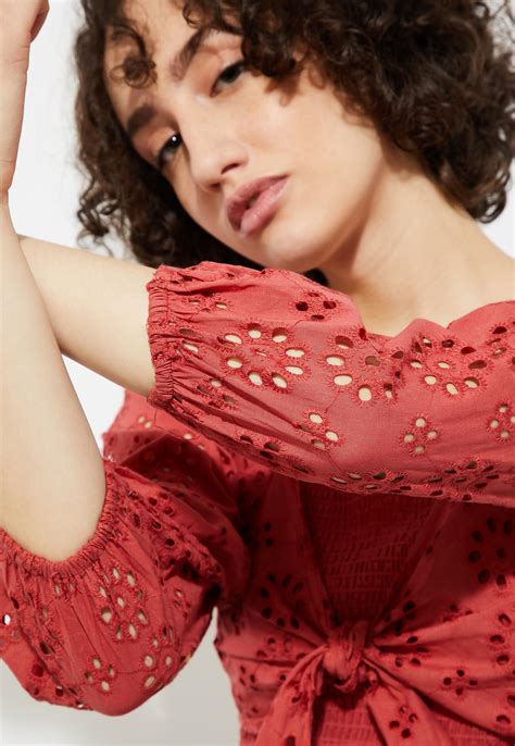 Buy URB_N Women Smocked Schifilli Crop Top Online at just Rs. 899.0 ...