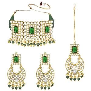 Buy Peora Gold Plated Jodha Akbar Crystal Pearl Choker Necklace with ...