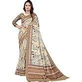 Buy Garden Vareli Satin Crepe Floral Print Saree With Unstitched Blouse ...