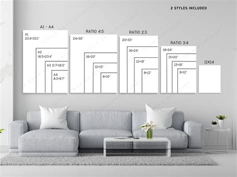 Wall Art Size Chart Frame Size Guide Ratio Table Living - Etsy Norway