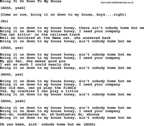 Willie Nelson song: Bring It On Down To My House, lyrics