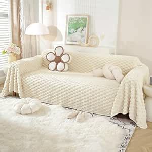 HOKIPO Luxury Premium Rabbit Wool Plush Fluffy Sofa Cover, Sofa Throw ...