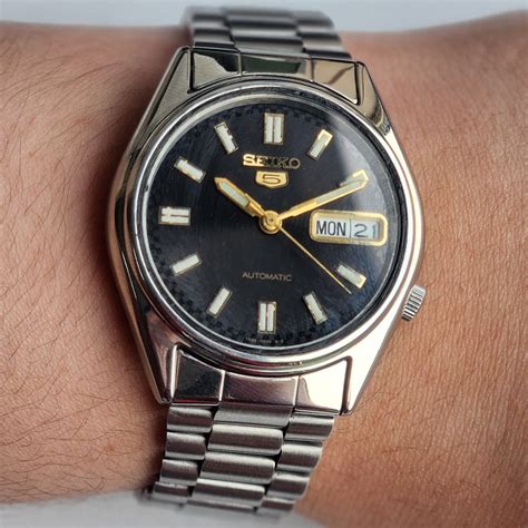 Vintage 1997 Original Seiko 5 Automatic 7S26-6000 Black Face 21 Jewels ...
