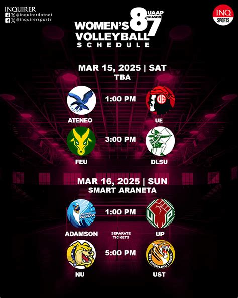 SCHEDULE: UAAP Season 87 volleyball tournament first round