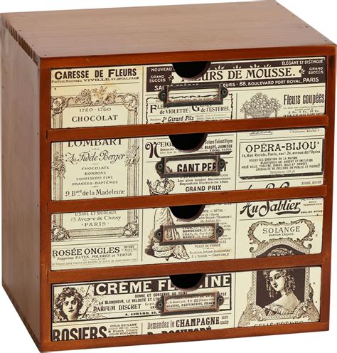 Charlton Home® 4-Drawer Vintage Ephemera Pattern Desktop Organizer ...