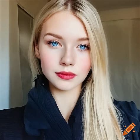 Portrait of a friendly smiling girl with pale blonde hair on Craiyon