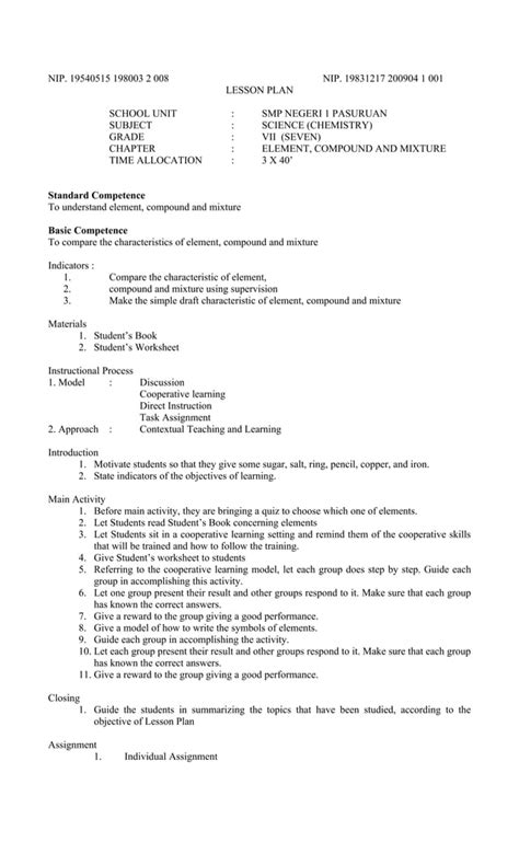 Image result for Lesson Plan Science Grade 7