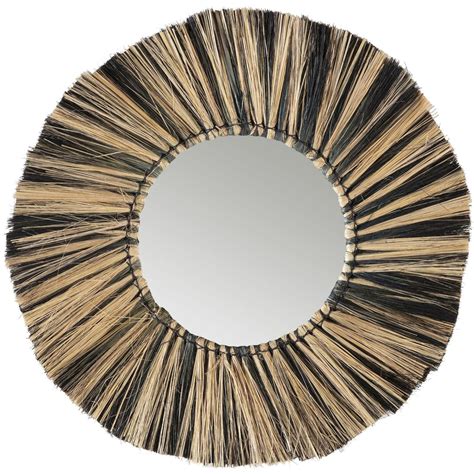 Miroir 56 x 3 x 56 cm Herbe de Mer 56 x 3 x 56 cm Naturel, Noir | Leroy ...
