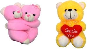 rdgadgets Cute Pink Couple Love Teddy Bears With Yellow Teddy Bear Soft ...
