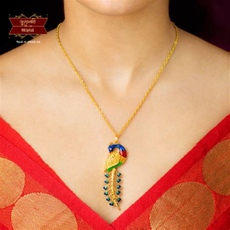 Premium Gold Plated Minakari Peacock Pendant with chain – Jewellery Khazana