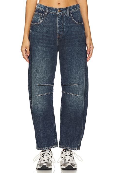 Free People x We The Free Good Luck Mid Rise Barrel Jeans in Deep End ...