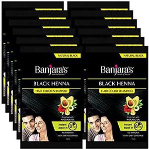Banjaras Black Henna Hair Color Shampoo, 15ml (Pack of 12) - Price in ...