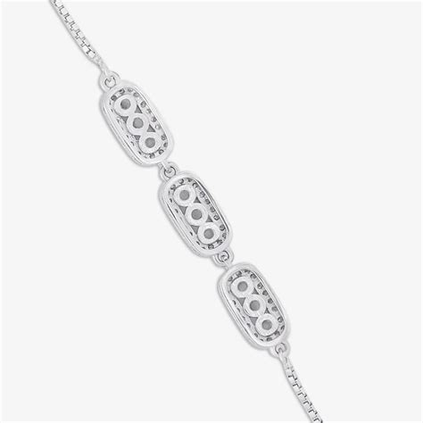 Buy Pure 925 Silver Zircon Bracelet Trinity Sparkle Chain