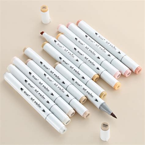 Buy Skin Tone Alcohol Markers Set - 12 Light Skin Colors Dual Tip ...