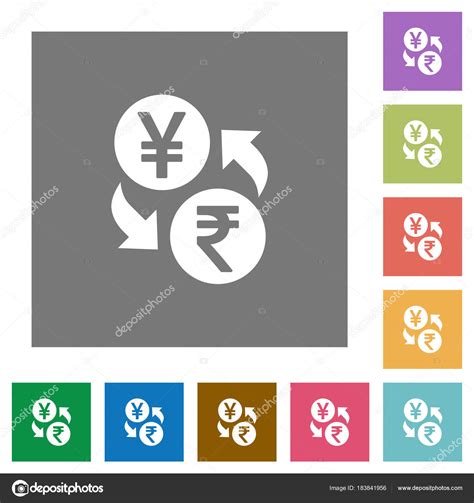Yen Rupee money exchange square flat icons Stock Vector Image by ©renegadehomie #183841956