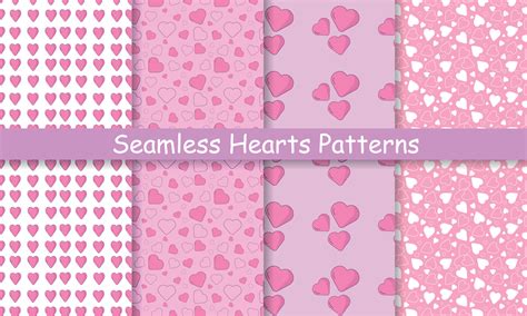 Set of seamless patterns with hearts 4 pieces 13461261 Vector Art at ...