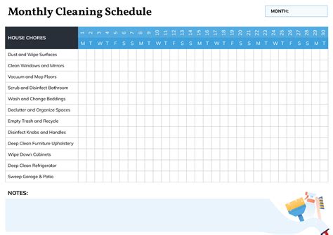 Monthly Cleaning Schedule Template - Google Slides | PowerPoint - Highfile