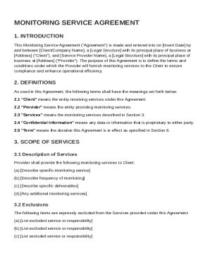 Monitoring Service Agreement Template - Fill and Sign Printable ...
