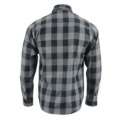 Milwaukee Leather Men's Flannel Plaid Shirt Black and Grey Long Sleeve ...