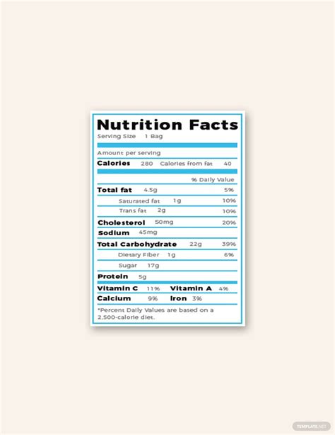 Free Nutrition Label Templates, Editable and Printable