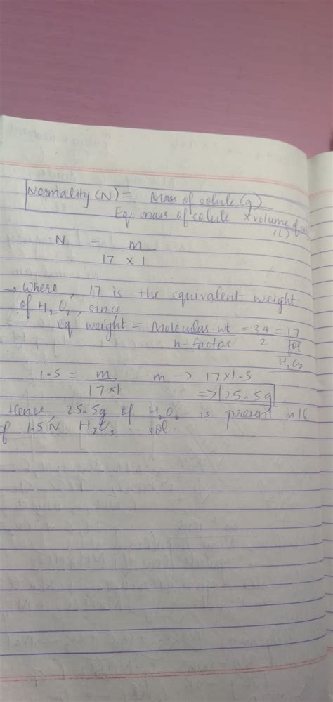 Amount of h2o2 present in 1l of 1.5n h2o2 solution is - Brainly.in