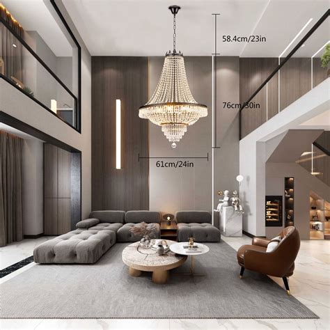 Modern Luxury French Large Scale Foyer Crystal Chandelier Lamp Lighting ...