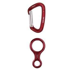 35KN Climbing Belay Descender Rappel Safe Gear & 24KN D-ring Carabiner ...