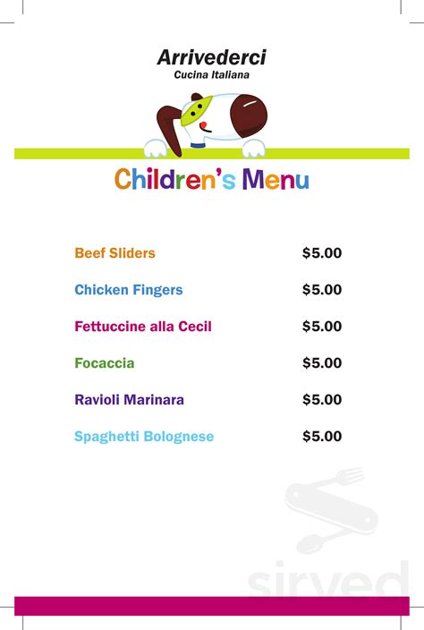 Arrivederci Cucina Italiana menus in Fountain Hills, Arizona, United States