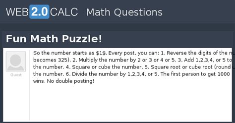 View question - Fun Math Puzzle!