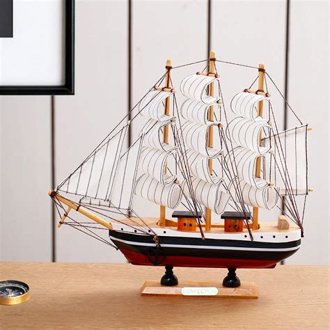 Buy Red & Black Striped Sailing Ship Showpiece Home Decor