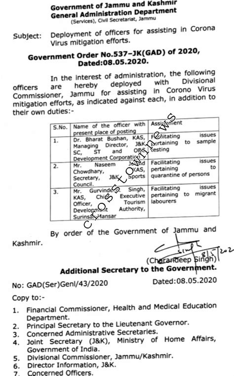 Deployment of KAS officers for assisting in Covid 19 control efforts