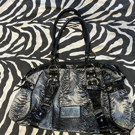 grey/ black snake skin Jane Norman Bag super 2000s... - Depop