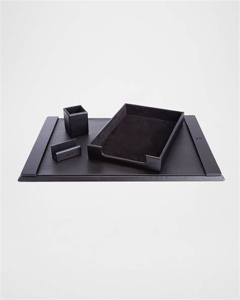 ROYCE New York Monogrammed Leather Executive Desk Blotter & Accesory ...