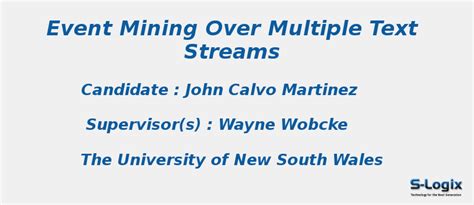 Event Mining Over Multiple Text Streams - PHD Thesis | S-Logix