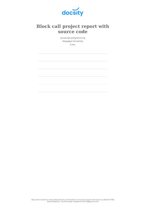 Docsity block call project report with source code - Block call project ...