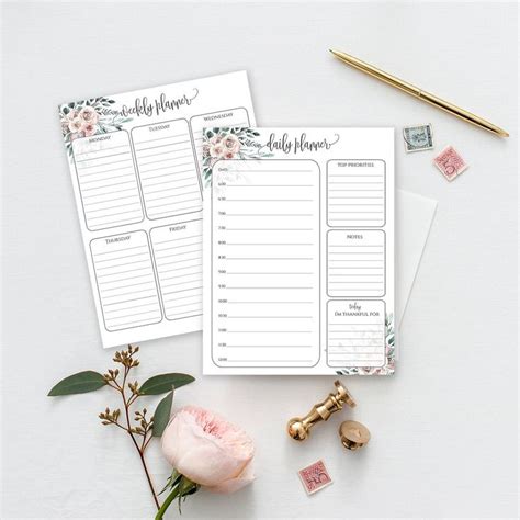 Daily Planner Printable, Weekly Planner Printable, Printable Planner Pages, Weekly Planner ...