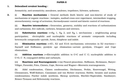 UPSC Chemistry Syllabus for Optional Paper-I and Paper-II