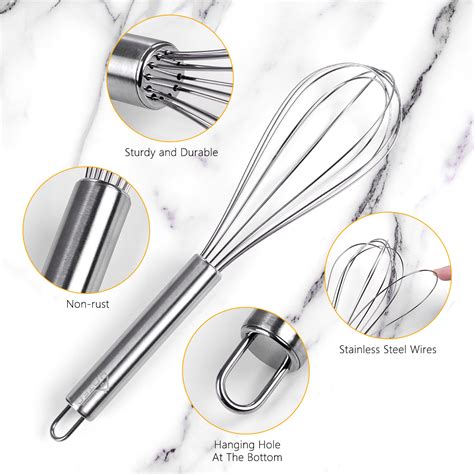 HOTEC 4 Pieces Stainless Steel Whisks Set,Kitchen Gadgets