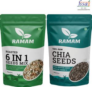 Ramam Roasted 6 in 1 Mix Seeds and Raw Chia Seeds Combo - 500g Black ...